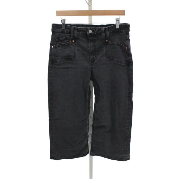Paige Denim - Paige Women Cropped Black Mid Rise Cotton Jeans Button Size 32